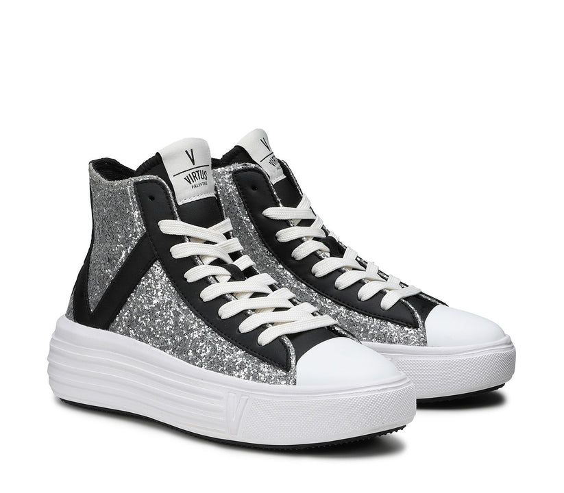 VIRTUS PALESTRE Venus Glitter/leather silver/black Vendita Economica