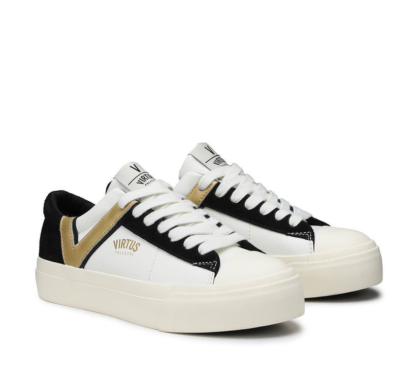 VIRTUS PALESTRE Rubby Low Leather/suede off white/black-gold Vendite Flash