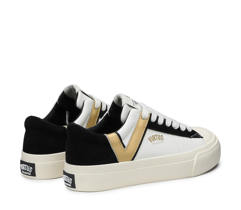 VIRTUS PALESTRE Rubby Low Leather/suede off white/black-gold Vendite Flash