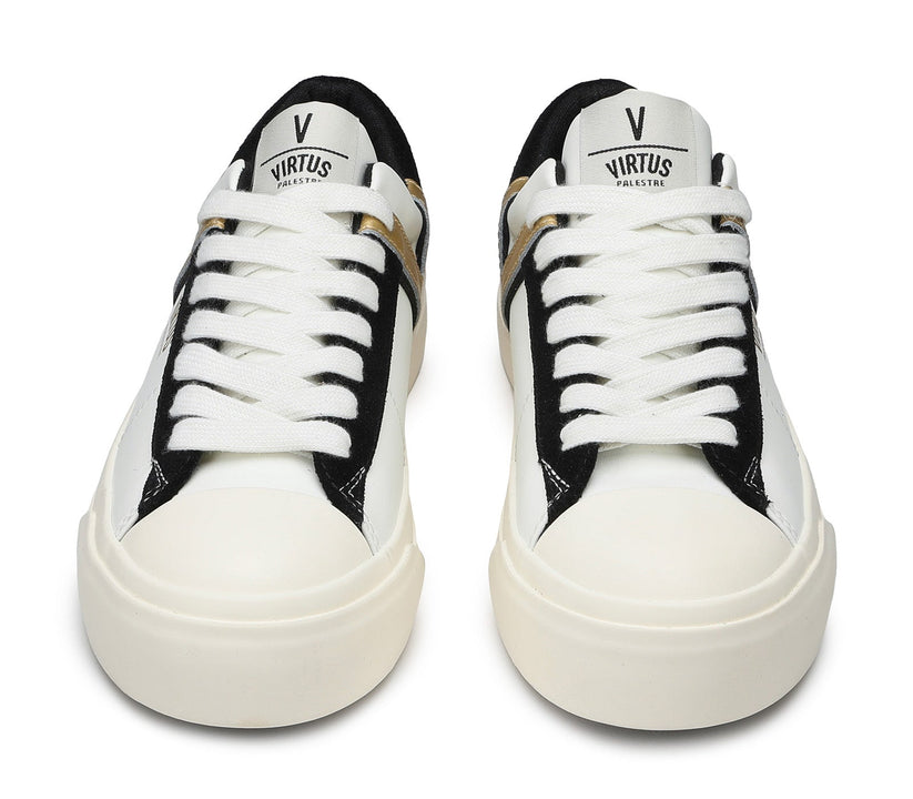 VIRTUS PALESTRE Rubby Low Leather/suede off white/black-gold Vendite Flash