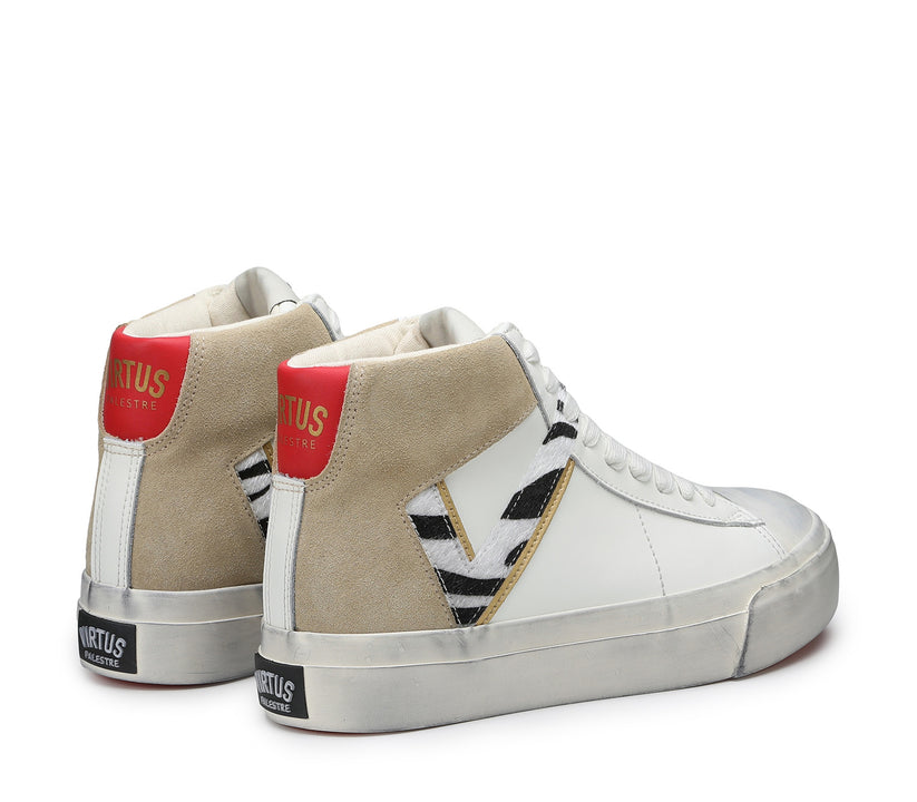 VIRTUS PALESTRE Rubby Mid Leather/suede off white/sand-zebra Affare Del Giorno