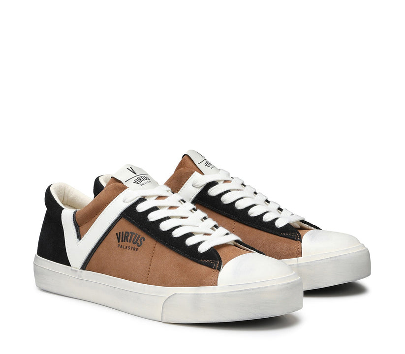 VIRTUS PALESTRE Rubby Low Suede Camel/Black Nuova