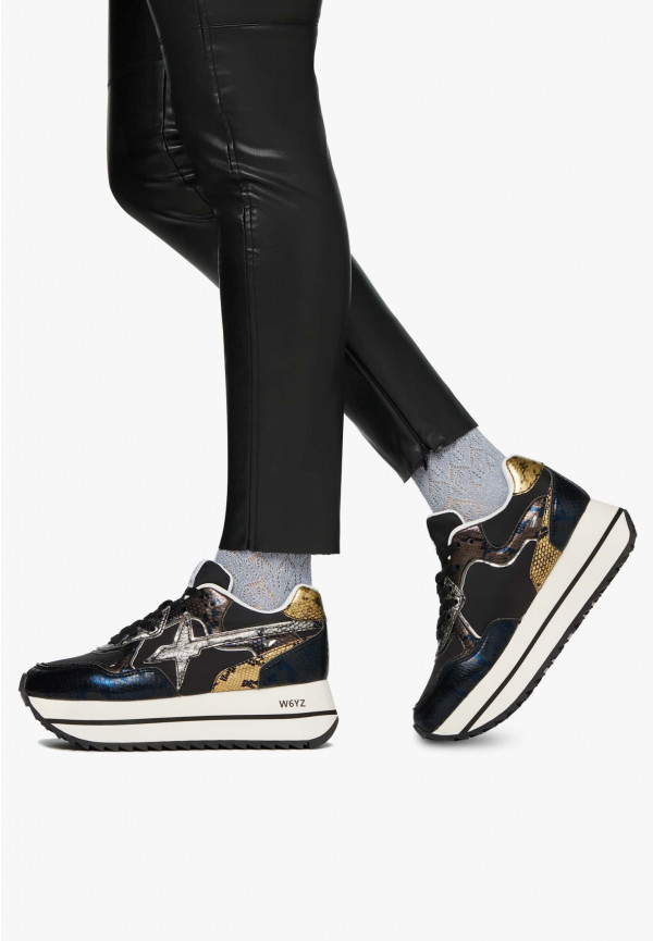 ﻿W6yz Sneakers in pelle e tessuto tecnico Nero -DEVA W Offerte