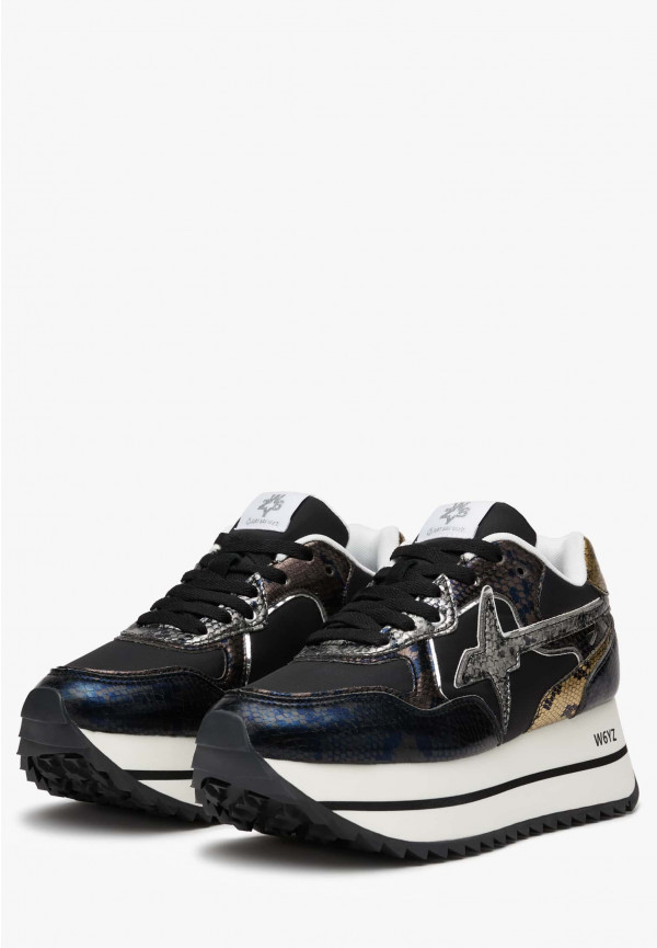 ﻿W6yz Sneakers in pelle e tessuto tecnico Nero -DEVA W Offerte