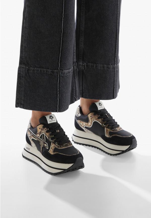 W6yz Sneakers in tessuto tecnico e suede Nero -DEVA W Vendita Calda