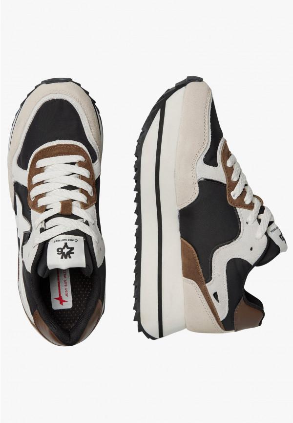 W6yz Sneakers in tessuto tecnico e suede Beige-Nero -DEVA W Vendita Economica