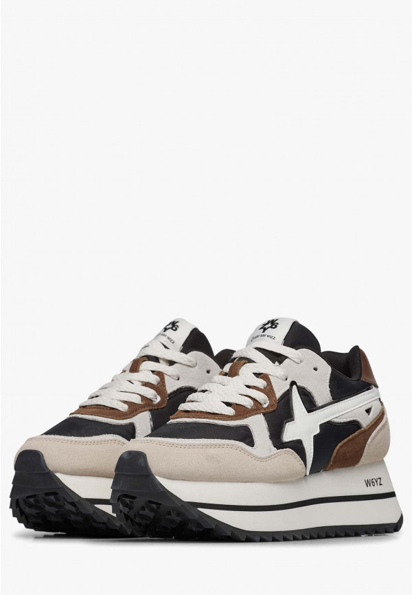 W6yz Sneakers in tessuto tecnico e suede Beige-Nero -DEVA W Vendita Economica