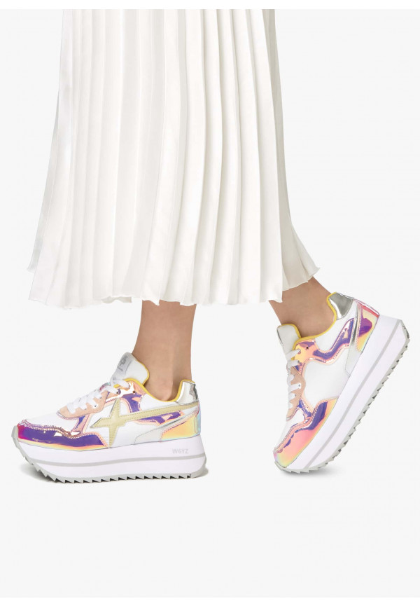 W6yz Sneakers in suede e tessuto tecnico Bianco-Rosa -DEVA W I Più Venduti