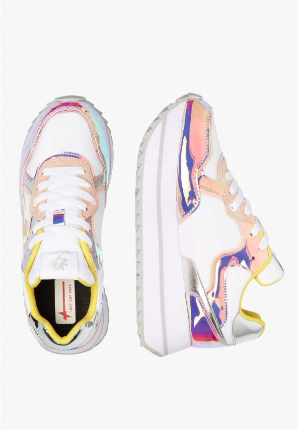 W6yz Sneakers in suede e tessuto tecnico Bianco-Rosa -DEVA W I Più Venduti