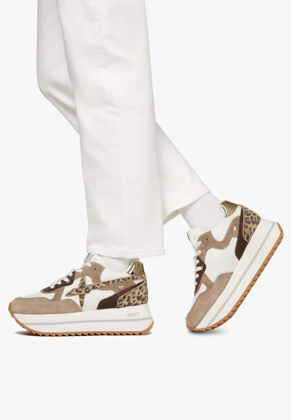 W6yz Sneakers in tessuto tecnico e suede Tortora -DEVA W In Saldo