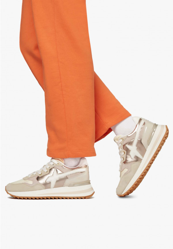 W6yz Sneakers in tessuto tecnico e suede Beige -YAK-W Nuova