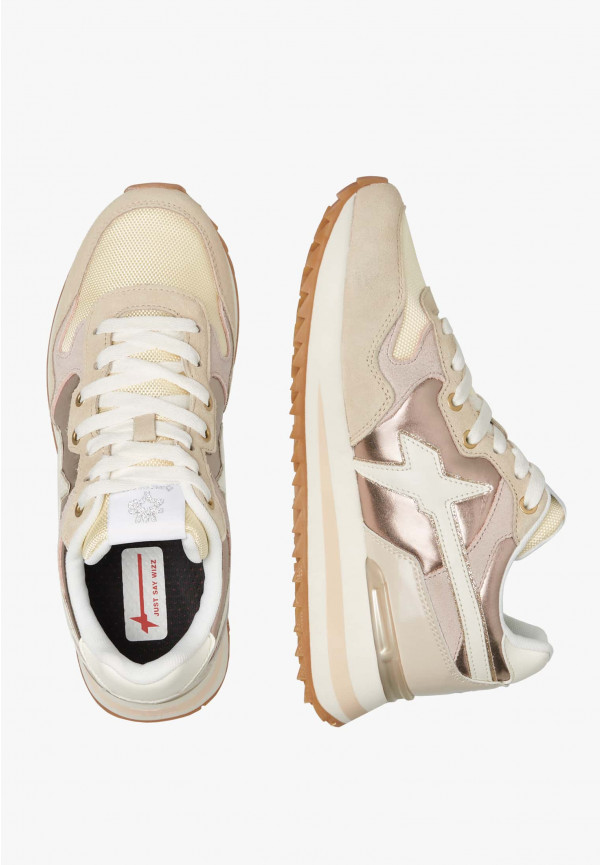 W6yz Sneakers in tessuto tecnico e suede Beige -YAK-W Nuova