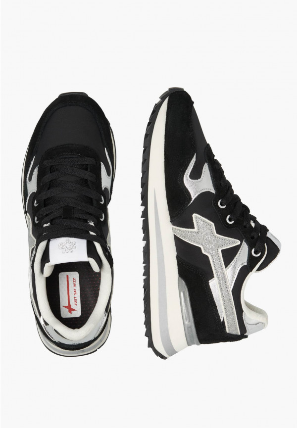 W6yz Sneakers in tessuto tecnico e suede Nero-Argento -YAK-W Moda