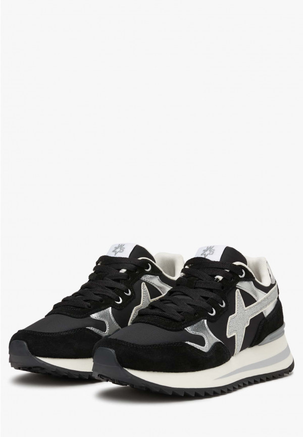 W6yz Sneakers in tessuto tecnico e suede Nero-Argento -YAK-W Moda