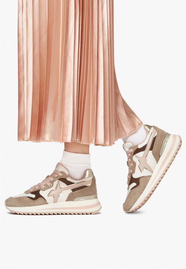 W6yz Sneakers in tessuto tecnico e suede Rosa-Beige -YAK-W Italy