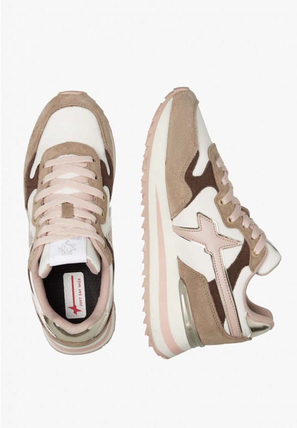 W6yz Sneakers in tessuto tecnico e suede Rosa-Beige -YAK-W Italy