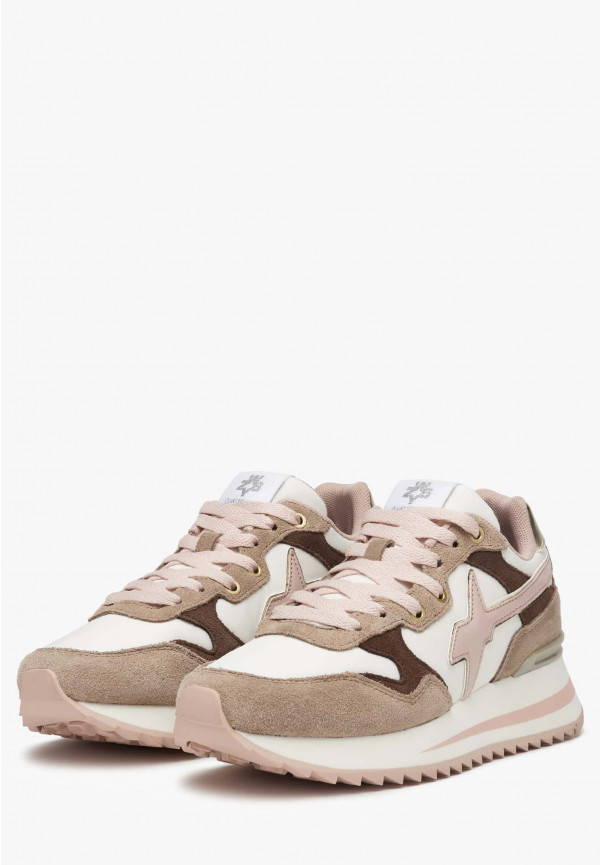 W6yz Sneakers in tessuto tecnico e suede Rosa-Beige -YAK-W Italy