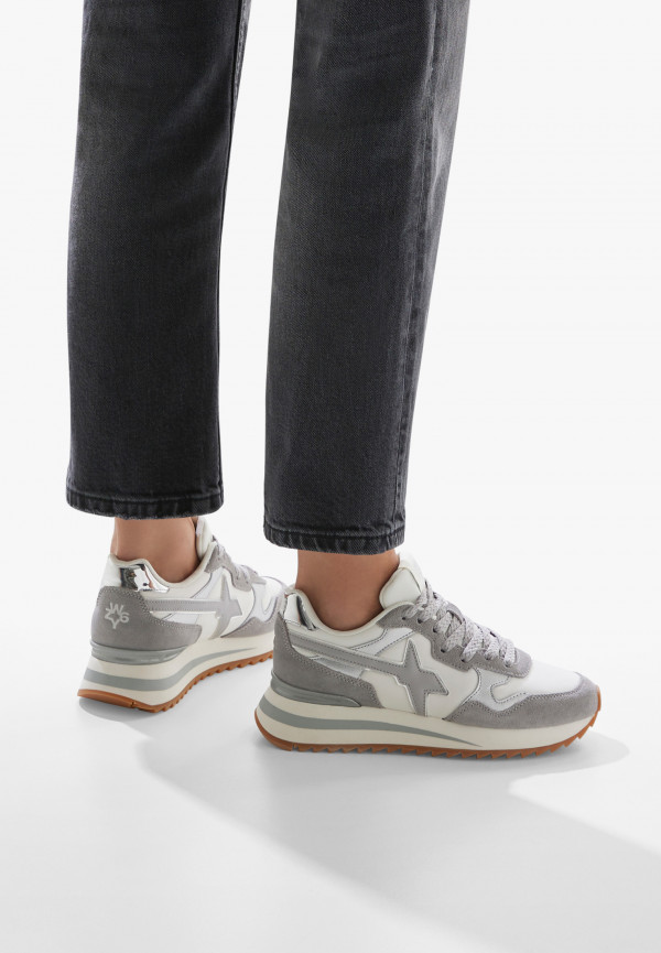 W6yz Sneakers in tessuto tecnico e suede Bianco-Grigio -YAK-W Nuovo