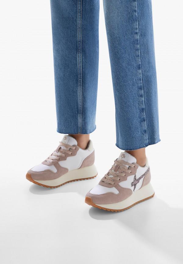 W6yz Sneakers in suede e tessuto tecnico Bianco-Rosa -JET-W Spedizione Gratuita