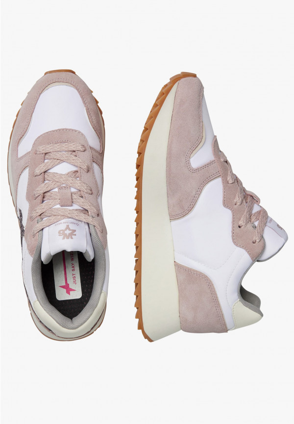 W6yz Sneakers in suede e tessuto tecnico Bianco-Rosa -JET-W Spedizione Gratuita