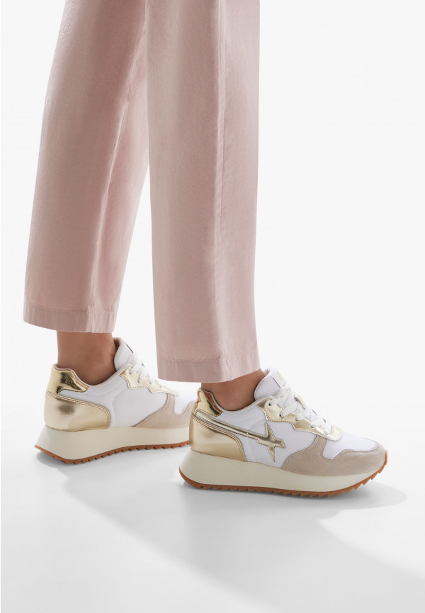 W6yz Sneakers in suede e tessuto tecnico Bianco-Platino -JET-W Pezzi Unici