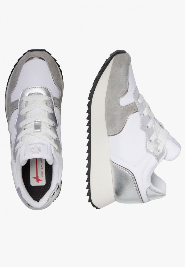 W6yz Sneakers in suede e tessuto tecnico Bianco-Argento -JET-W Soddisfazione Garantita