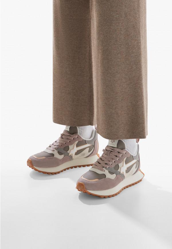 W6yz Sneakers in suede e tessuto tecnico Bianco-Grigio -LOOP-W Acquista Ora