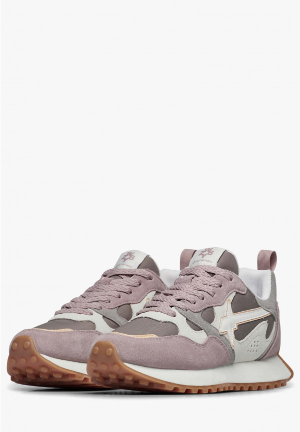 W6yz Sneakers in suede e tessuto tecnico Bianco-Grigio -LOOP-W Acquista Ora