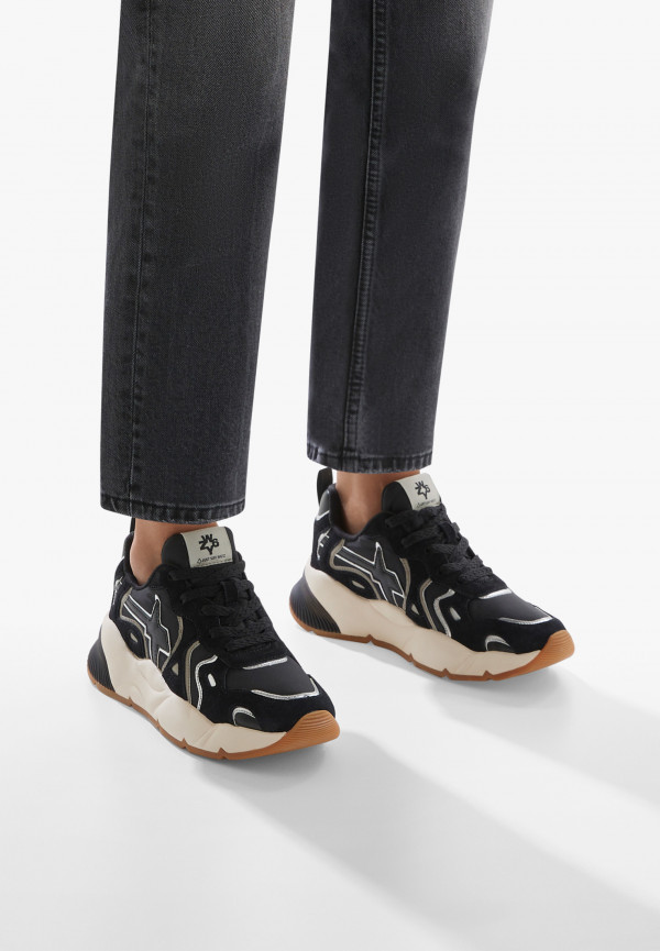 W6yz Sneakers in suede e tessuto tecnico Nero -SARAH-W Consegna Veloce