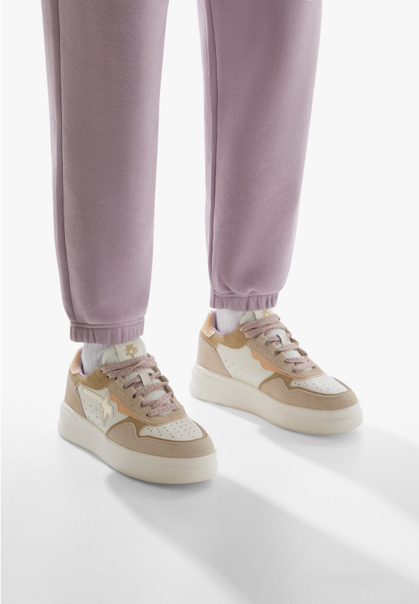 W6yz Sneaker in pelle e suede Bianco panna -XENIA W Fino Al -60%