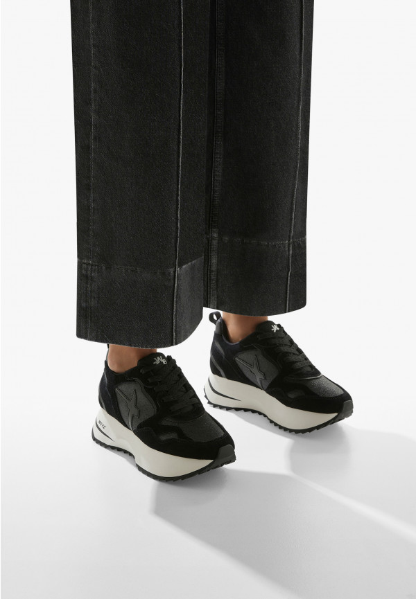 W6yz Sneakers in suede e tessuto tecnico con glitter Nero -ANNY 2 W Prezzo Ridotto