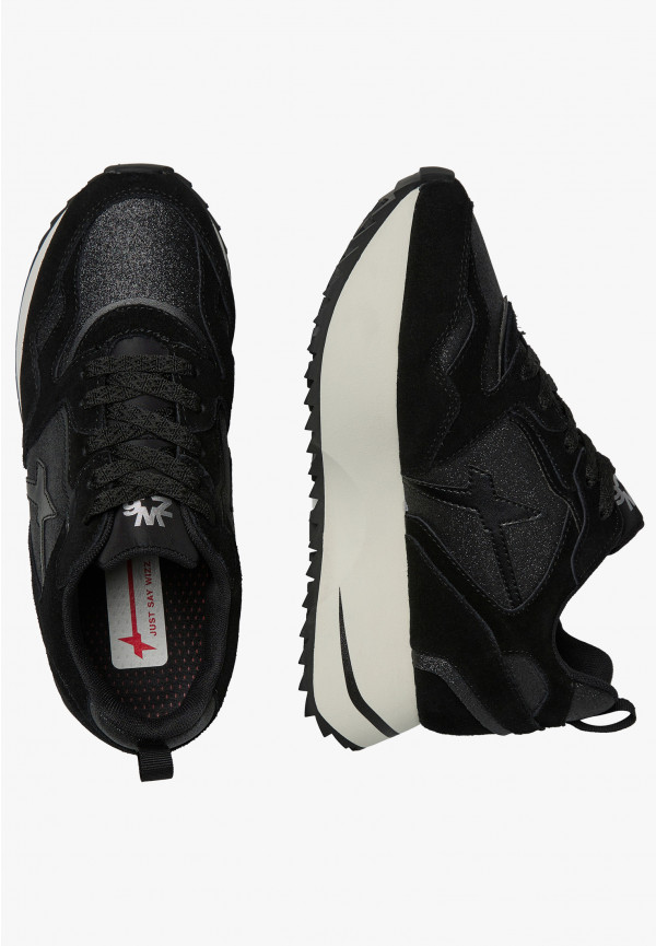 W6yz Sneakers in suede e tessuto tecnico con glitter Nero -ANNY 2 W Prezzo Ridotto