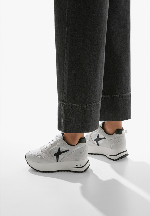 W6yz Sneakers in suede e tessuto tecnico con glitter Argento -ANNY 2 W Novità