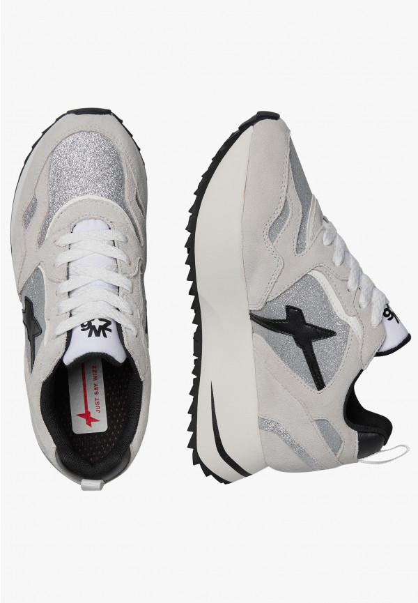 W6yz Sneakers in suede e tessuto tecnico con glitter Argento -ANNY 2 W Novità