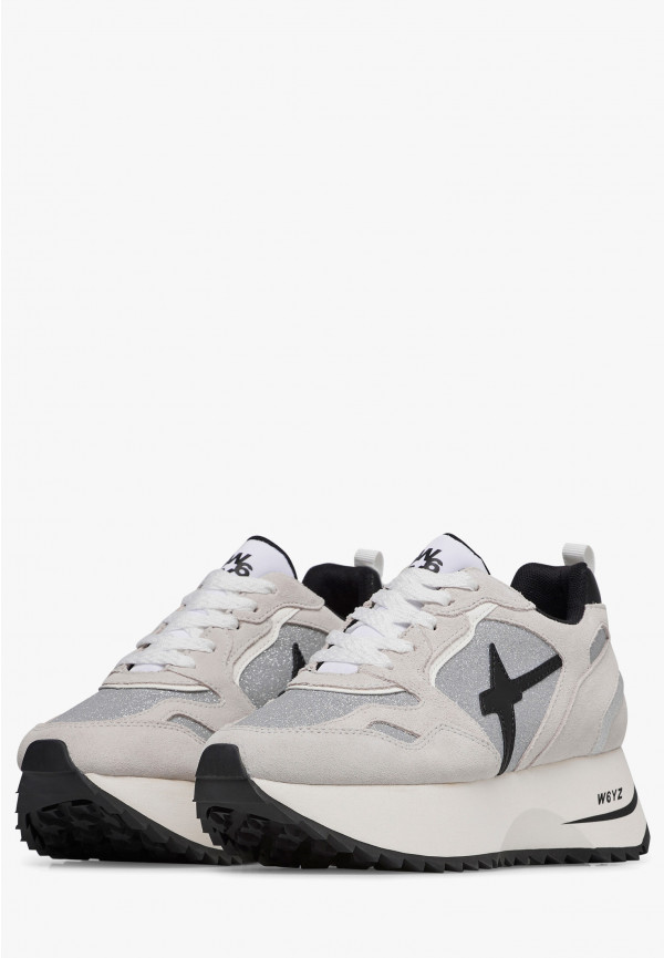 W6yz Sneakers in suede e tessuto tecnico con glitter Argento -ANNY 2 W Novità