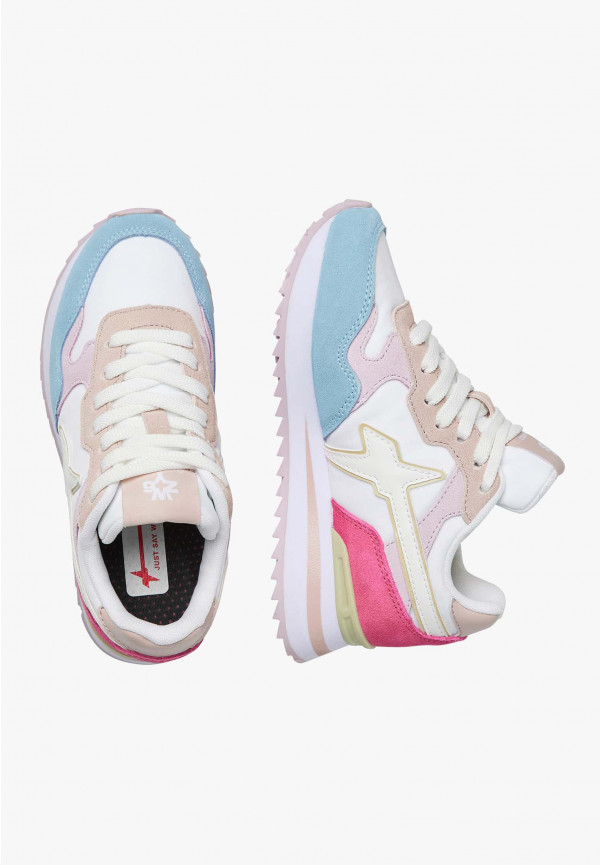 W6yz Sneakers in suede e tessuto tecnico Bianco-Rosa -YAK-J Flash Sale