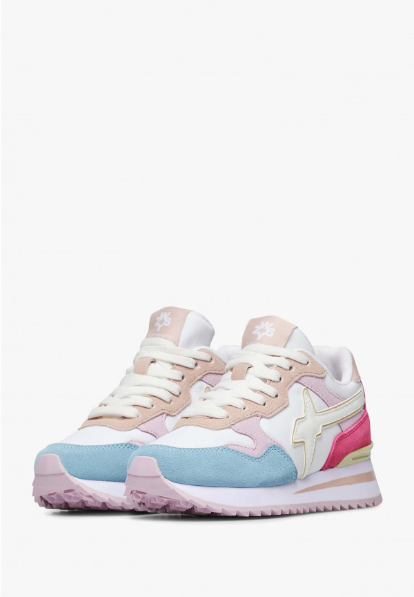 W6yz Sneakers in suede e tessuto tecnico Bianco-Rosa -YAK-J Flash Sale