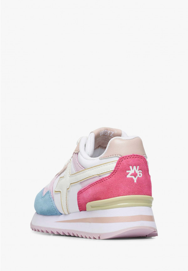 W6yz Sneakers in suede e tessuto tecnico Bianco-Rosa -YAK-J Flash Sale