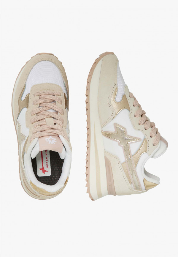 W6yz Sneakers in suede e tessuto tecnico Bianco-Beige -YAK-J Outlet