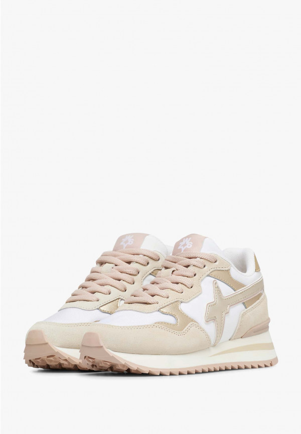 W6yz Sneakers in suede e tessuto tecnico Bianco-Beige -YAK-J Outlet