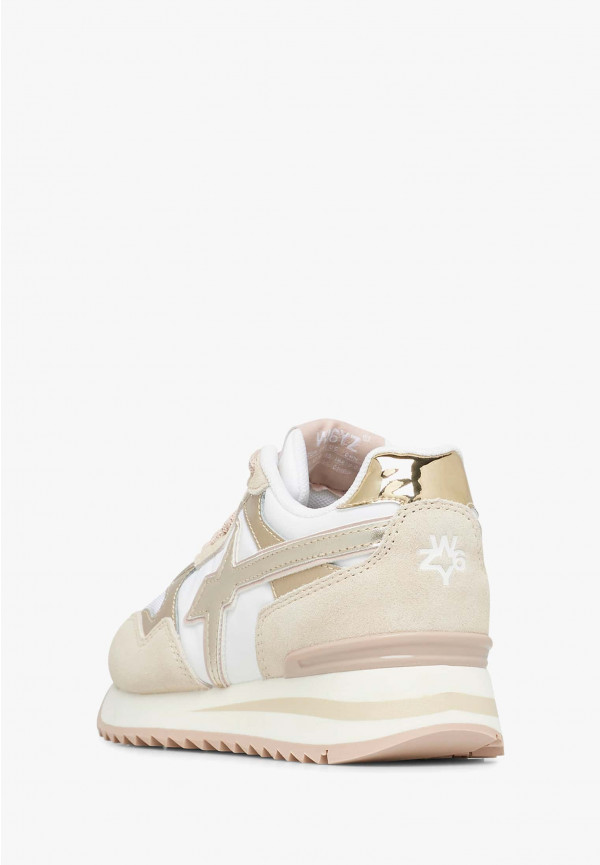 W6yz Sneakers in suede e tessuto tecnico Bianco-Beige -YAK-J Outlet