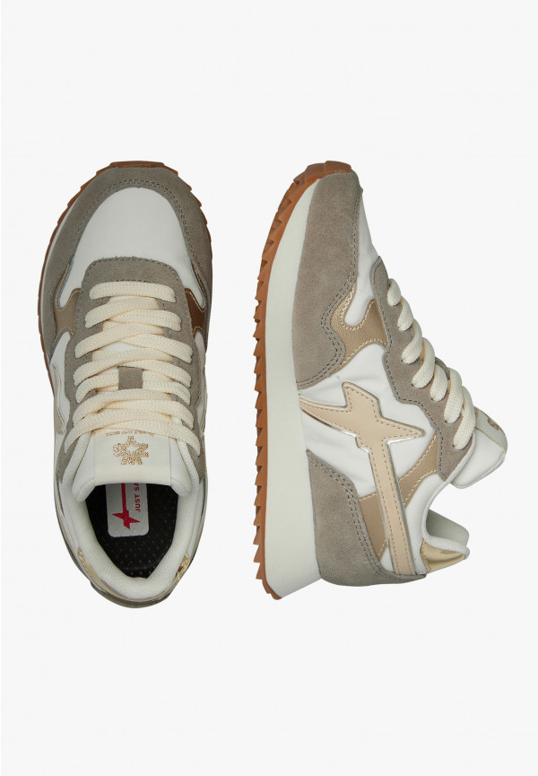 W6yz Sneakers in suede e tessuto tecnico Bianco-Marrone -YAK-J Vendite Flash