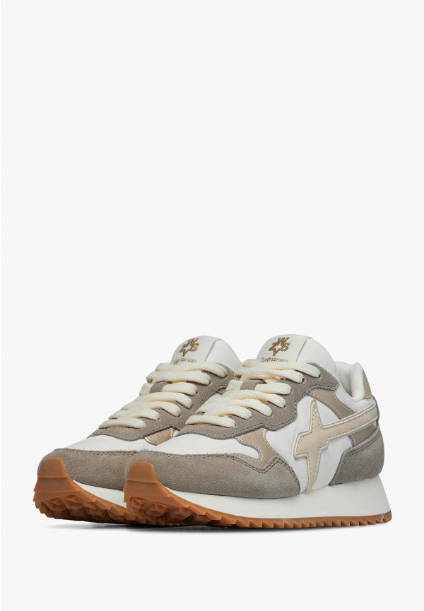 W6yz Sneakers in suede e tessuto tecnico Bianco-Marrone -YAK-J Vendite Flash