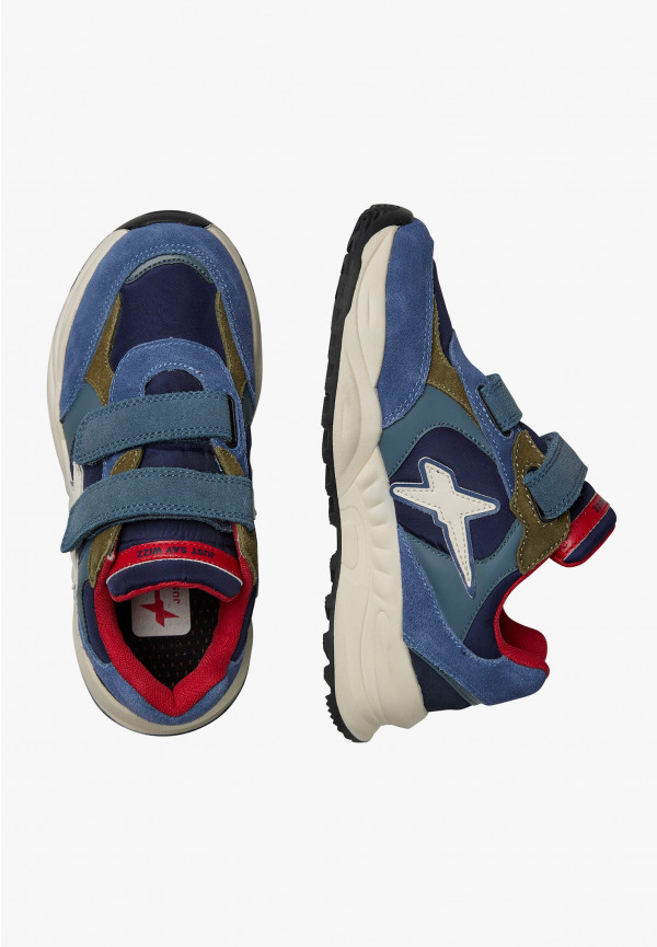 W6yz Sneakers in suede e tessuto tecnico Navy -CHEWINGUM JUNIOR VL In Saldo