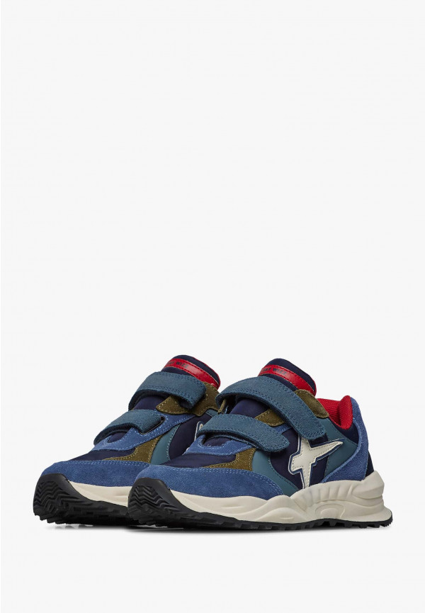 W6yz Sneakers in suede e tessuto tecnico Navy -CHEWINGUM JUNIOR VL In Saldo