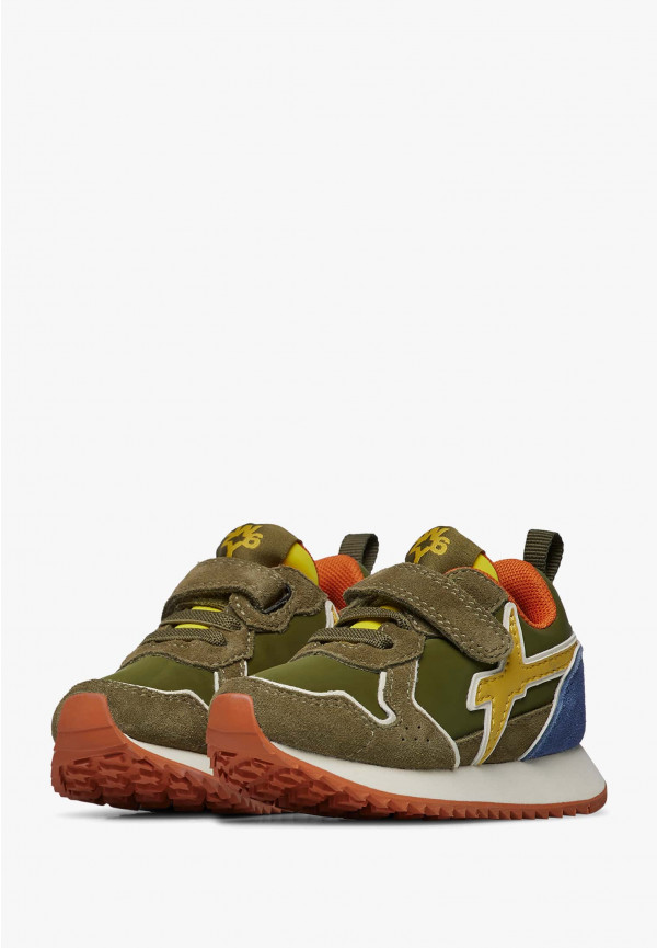 W6yz Sneakers in suede e tessuto tecnico Militare -JET-BABY Nuova