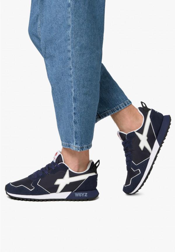 W6yz Sneakers in tessuto tecnico e suede Blu -JET-M Spedizione Gratuita