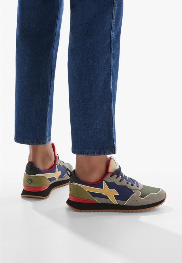 W6yz Sneakers in tessuto tecnico e suede Grigio-Blu -JET-M Consegna Veloce