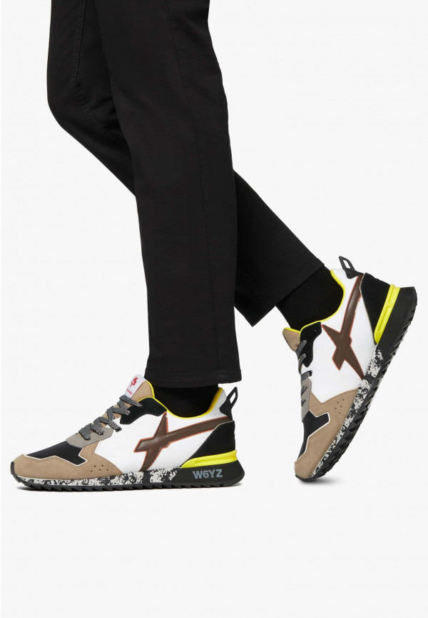 W6yz Sneakers in tessuto tecnico e suede Bianco-Grigio -JET-M Prezzo basso