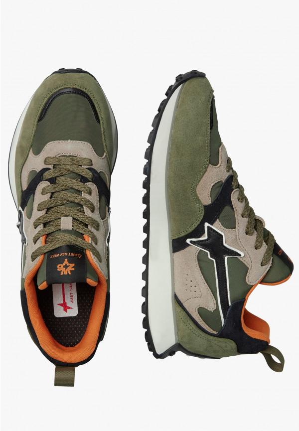 W6yz Sneakers in suede e tessuto tecnico Militare -LOOP-M Sottocosto